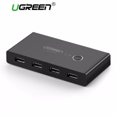 UGREEN USB Switch Selector, 2 Komputer Berbagi 4 USB Perangkat USB 2.0 Peripheral Switcher Kotak Hub untuk Mouse, Keyboard, Scanner, Printer, PCs dengan Satu Tombol Swapping dan 2 Pack USB Ke Kabel-Intl