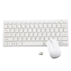 Sangat tipis diam Wireless 2.4 gHz mini keyboard dan mouse USB Bluetooth receiver untuk ditetapkan dengan pc laptop Android pintar TV putih