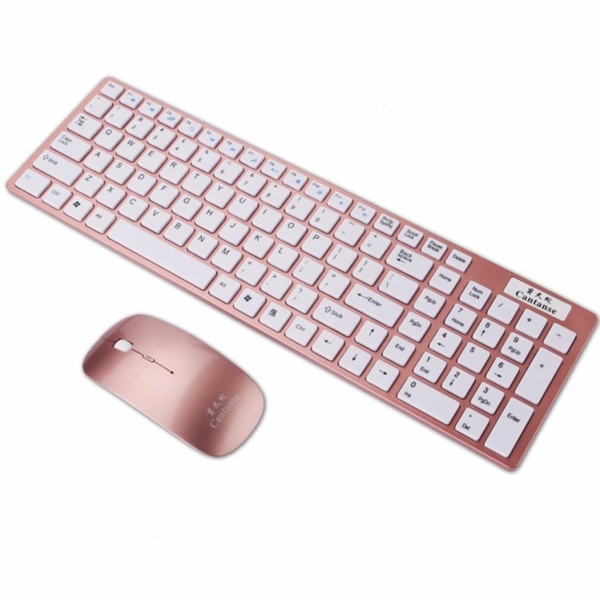 Ultra Slim Silent Wireless 2.4GHz Mini Keyboard and Mouse Set withUSB Bluetooth Receiver for PC Laptop Android Smart TV - intl
