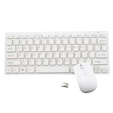 Ultra Slim Silent Wireless 2.4GHz Mini Keyboard and Mouse Set with USB Bluetooth Receiver for PC Laptop Android Smart TV White - intl