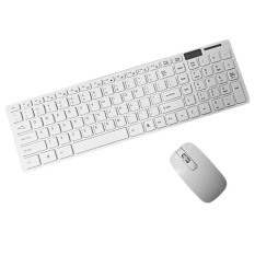 Ultra Slim Wireless 2.4G Keyboard dan Mouse Set dengan USB Bluetooth Receiver untuk PC Laptop Android Smart TV Putih -Intl