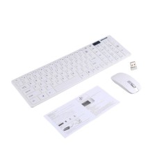 Ultra Slim Wireless 2.4G Keyboard dan Mouse Set dengan USB Bluetooth Receiver untuk PC Laptop Android Smart TV Putih -Intl