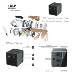 Ultramini DLP Projector Portable 1080P HD Beamer Throw 70-inch Screen 64G TF Card Support 1000mAh Rechargeable 3.5mm Audio port for Home Outdoor Use - intl