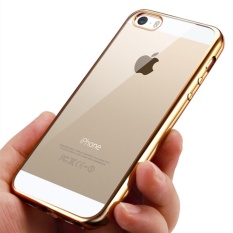 LOLLYPOP Ultrathin TPU Shining Chrome Case For Iphone 5/5G/5S/SE - Gold/Emas Jelly Case Softcase Silicone Backcase Backcover Case HP Casing Handphone