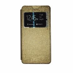 Ume Alcatel Flash 2 Ukuran 5.0 Inch View / Flip Cover / Flipshell / Leather Case / Sarung Case / Sarung Handphone / Sarung HP Alcatel Flash 2 - Gold