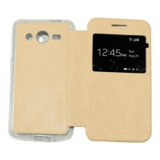 Ume Flip Cover Samsung Galaxy Core 2 G355H Emas / Leather Case Samsung Core2 View / Flipcover Samsung G355 Windows View / Dompet Samsung / Wallet Phone Bag / Phone Case Hp / Sarung Case / Casing Samsung Core 2 G355H - Gold