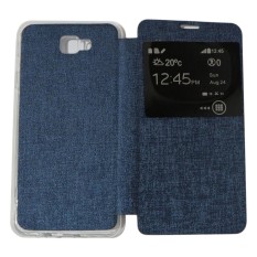 Ume Flip Cover Samsung Galaxy J5 Prime Biru Tua / Leather Case Samsung J5 Prime View / Flipcover Samsung Galaxy J5 Prime Windows View / Dompet Samsung / Wallet Phone Bag / Phone Case Hp / Sarung Case / Casing Samsung J5 prime - Navy Blue