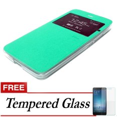 Ume Leather Cover for Oppo F1s New (Selfie Expert) - Hijau + Gratis Tempered Glass