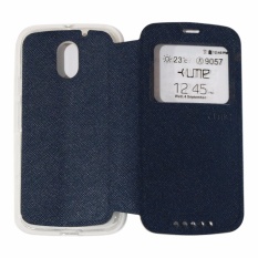 Ume Leather Cover Motorola Moto E3 Power Leather Case Sarung / Flipshell / Flip Cover Kulit / Sarung HP / Flip Cover Motorola Moto E3 / Sarung Handphone Kulit Sintetis - Biru Tua / Navy