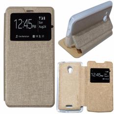 Ume Leather Cover Oppo Joy R1001 Leather Case Sarung / Flipshell / Flip Cover Kulit Oppo R1001 / Sarung HP / Flip Cover Oppo Joy / Sarung Handphone Kulit Sintetis - Gold