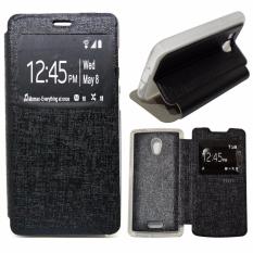 Ume Leather Cover Oppo Joy R1001 Leather Case Sarung / Flipshell / Flip Cover Kulit Oppo R1001 / Sarung HP / Flip Cover Oppo Joy / Sarung Handphone Kulit Sintetis - Hitam / Black