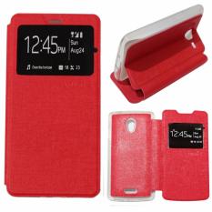 Ume Leather Cover Oppo Joy R1001 Leather Case Sarung / Flipshell / Flip Cover Kulit Oppo R1001 / Sarung HP / Flip Cover Oppo Joy / Sarung Handphone Kulit Sintetis - Red / Merah