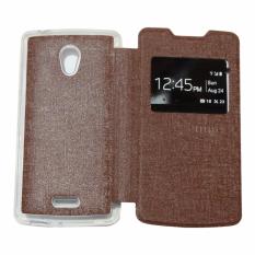 Ume Leather Cover Oppo Joy R1001 Leather Case Sarung / Flishell / Flip Cover Kulit Oppo R1001 / Sarung HP / Flip Cover Oppo Joy / Sarung Handphone Kulit Sintetis - Coklat / Brown