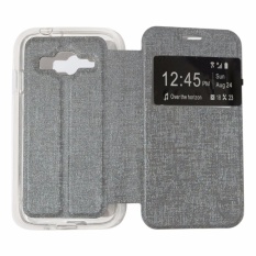 Ume Leather Cover Samsung Galaxy E7 E700 Leather Case Sarung / Flipshell / Flip Cover Kulit / Sarung HP / Flip Cover Samsung Galaxy E7 E700 / Sarung Handphone Kulit Sintetis - Silver