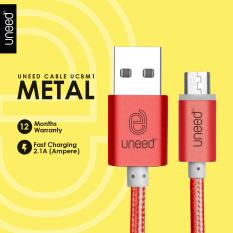 UNEED Nylon Kabel Data Micro USB Metal Quick Charge Fast Charging 2.1A - Original - Red