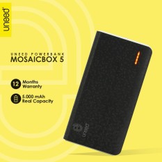 UNEED Mozaic Powerbank 5000mAh Polymer Battery Real Capacity - Original - Hitam