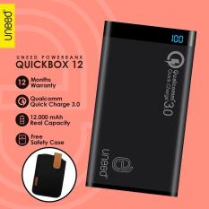 UNEED PowerBank 12000mah Qualcomm Quick Charge 3.0 QuickBox Dual USB Port Real Capacity - Original - Hitam