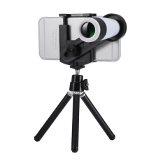 Universal 12x Zoom Teleskop Optik Lensa Kamera Tele Kit Cocok untuk Lebar 5.5 Cm-8.5 CM Telepon Seluler, untuk iPhone, samsung HTC, LG, Sony Huawei Lenovo, Xiaomi dan Earphone Smartphone (Putih)
