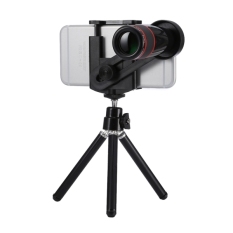 Universal 12x Zoom Optik Teleskop Lensa Kamera Telephoto Kit untuk IPhone 6 S dan 6 S Plus, IPhone 6 dan 6 Plus, Samsung Galaxy S6/S5, HTC, Sony, Cocok untuk Lebar 5.5 Cm-8.5 CM Ponsel (Hitam)