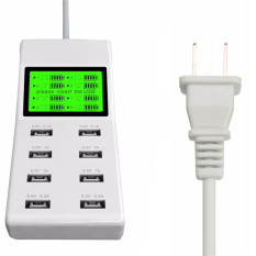 Universal 8 Port 5 V USB HUB Smart Pengisi Daya Desktop 1.5 M Adaptor Daya AC dengan Layar LCD untuk iPhone Samsung Smart PC Roda-Internasional