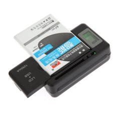 Universal Battery Charger + USB-Port untuk Baterai Smartphone Hitam