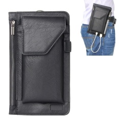 Universal Multi-fungsi Retro Crazy Horse Tekstur Zipper Vertikal Flip PU Leather Case/Tas Pinggang untuk IPhone 7 Plus dan IPhone 7 dan IPhone 6 Plus dan Samsung Galaxy A3 (2017) (hitam)-Intl