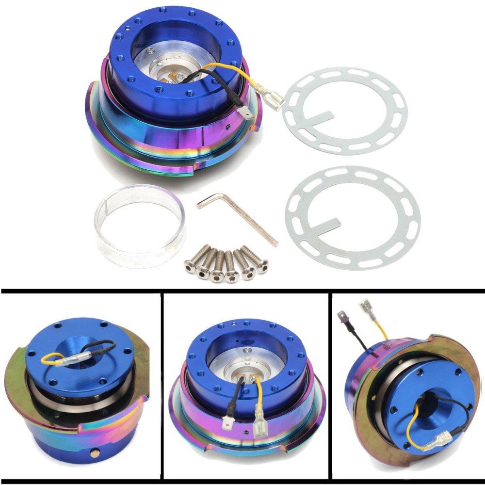Universal Rilis Cepat Snap Off Pusat Roda Kemudi Bos Kit untuk Nardi NRG Momo (Biru)-Intl