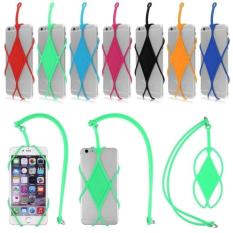 Universal Silicone Ponsel Case Penutup Holder Sling Lanyard Kalung Tali Pergelangan Tangan untuk Ponsel (biru Tua)-Intl