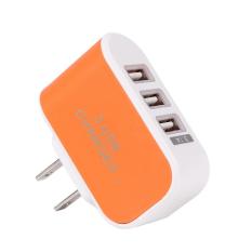 Universal Tiga Port USB Stopkontak Dinding Pengisi Daya Adaptor Daya AC 3.1A Cepat Pengisian Daya Steker dengan LED Ringan untuk iPhone 7 /6 S/Tablet/Galaksi S8/LG/Perhubungan/HTC/OnePlus dan Lainnya dengan AS steker (Oranye)