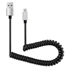 USB 2.0 untuk Tipe C Charge Tanggal Coiled Cable (1-3 Kaki) untuk Samsung Galaxy C9 Pro/Huawei Mate 9-Silver-Intl