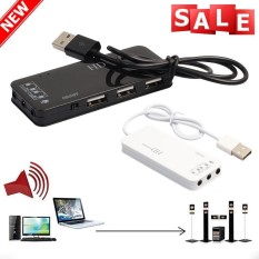 USB 2.0 Hub untuk 3-Port USB 2.0 + Headphone + Mic W/7.1CH Kartu Suara Pemisah (Putih) -Intl