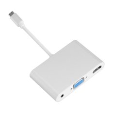 USB 3.1 Tipe C Male TO HDMI + VGA + 3.5mm Audio Female Adapter Converter For MacBook 12