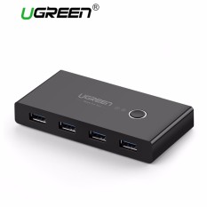 USB 3.0 Sharing Switch, 2 Komputer 4-Port USB Peripheral Switcher Kotak Adaptor Selector untuk PC, Printer, Scanner, Mouse, keyboard dengan Satu Tombol Swapping dan 2 Pack USB Ke Kabel-Intl