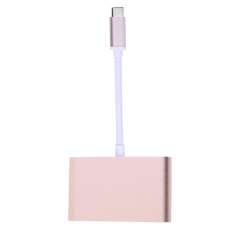 USB 3.1 Tipe-C Male TO VGA + USB 3.0 + Tipe-C HUB Converter Adapter