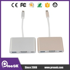 USB 3.1 TYPE C untuk VGA/USB3.0/Adaptor Tipe C Male To Female Converter HUB Pengisian Port untuk MacBook-Intl