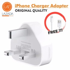 USB Adapter Apple Kaki 3 iPhone ORIGINAL ORI Kepala Charger 3 Kaki (Gratis Kabel Data Lightning for iPhone 5G/C/S 6/6S/6+/6S+