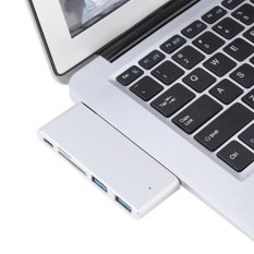 USB-C 3.1 Multi-port HUB Adaptor 2 USB3.0 Port Tipe-C PD SD/TF Card Reader untuk MACBOOK Silver-Intl