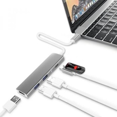 Usb C HDMI HUB, supvin 4-Dalam-1 Aluminium Adaptor Usb C dengan Port Pengisian C Tipe C, HDMI 4 K Keluaran, 2 USB 3.0 Port untuk MacBook Pro 2017/2016/2015, Macbook, chromebook dan Perangkat Tipe-c Lainnya (Ruang Grey)-Internasional