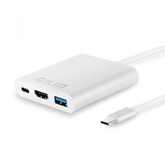 Usb C Hub, Gilin Usb C Adaptor dengan 4 K UHD Keluaran Video HDMI, USB 3.0 Port dan Tipe C Pengisian Daya Pengisian Port untuk MacBook Pro 2015/2016, Chromebook, mateBook dan Perangkat USB C Lainnya (Perak)-Internasional