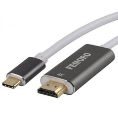 USB C untuk HDMI Kabel 6FT 4K @ 60Hz, FEMORO USB Tipe C Male (Thunderbolt 3 Kompatibel) Ke HDMI Male Kabel untuk MacBook Pro 2017/2016, Macbook 2015, Dell, HP, Galaxy S8/S8 Plus, Chromebook Pixel Dll-Intl