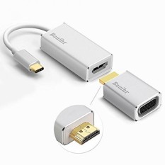 Usb C Ke Adaptor Vga HDMI, bauihr USB 3.1 Tipe C untuk 4 K HDMI untuk VGA Adaptor untuk 2017/2016 Macbook Pro/Chromebook piksel/Dell XPS/HP Specter USB-C HDMI Vga Konverter-Internasional