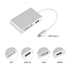 USB-C USB 3.1 TYPE C untuk USB 3.0 OTG & HDMI & DVI & VGA Adapter Converter untuk Laptop Ponsel -Intl