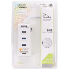 USB Hub 2.0 3-Port Combo with Card Reader Putih