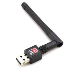 USB Wifi Dongle Receiver 802.11 N 150 Mbps Dilengkapi Antena dan CD Driver - Warna Hitam