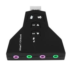 USB2.0 LED Adapter Audio kartu suara 7.1 Channel Adapter kartu dengan Mic speaker hitam