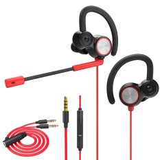 V6 3.5 Mm Headset Game Di Telinga Dual Dinamis Driver Earphone Headphone Musik Stereo Kebisingan Isolating dengan Mikrofon Dapat Dilepas untuk Telepon Seluler Komputer Desktop Laptop Game-Intl