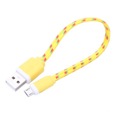 VAKIND 0.2 m GPE dikepang kain mikro dan kabel sinkronisasi Data USB untuk Samsung, untuk MI, untuk HUAWEI, untuk HTC (kuning) - International