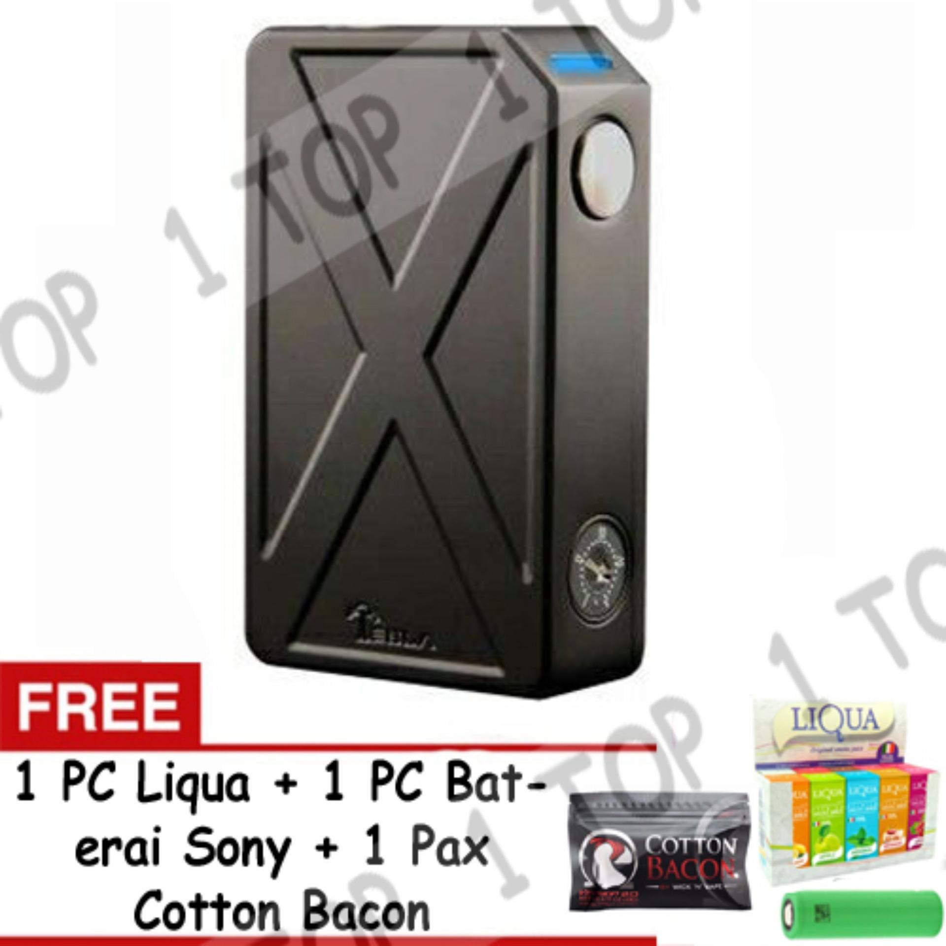 Vape Tesla Invader 3 Mod Starter Kit - hitam + FREE 1 PC Liqua + 1 PC Baterai + 1 Pax Cotton Bacon