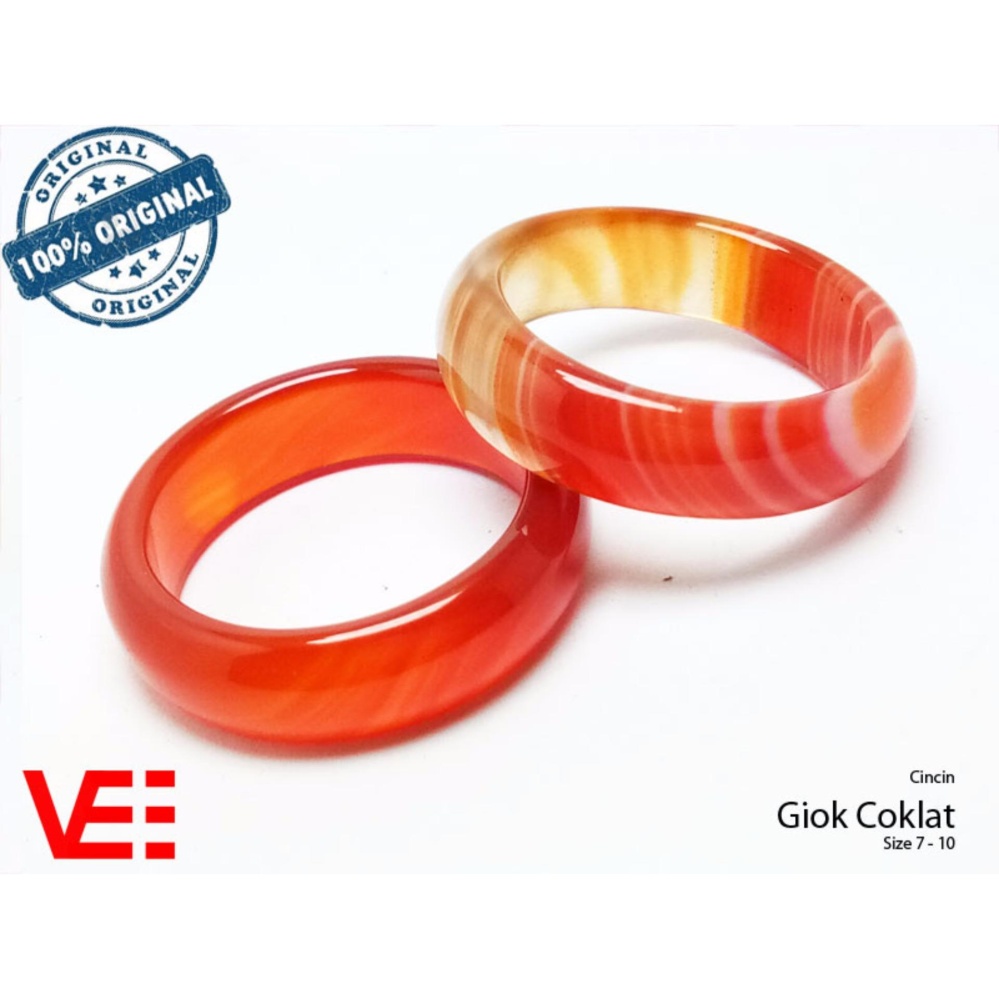 VeE Ring Cincin Terapi Kesehatan Batu Giok Coklat Natural Asli.
