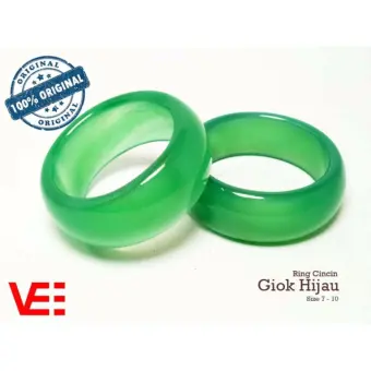 VeE Ring Cincin Terapi Kesehatan Batu Giok Hijau Natural Asli.
